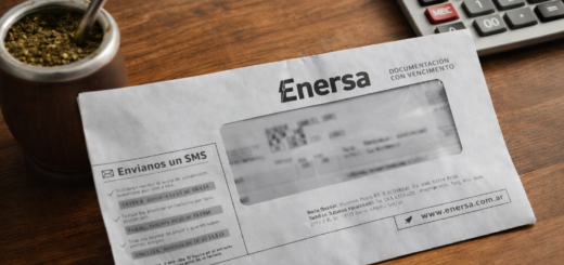 alt="Sobre con factura de electricidad y calculadora sobre una mesa, representando el costo de las tarifas de luz en Entre Ríos"